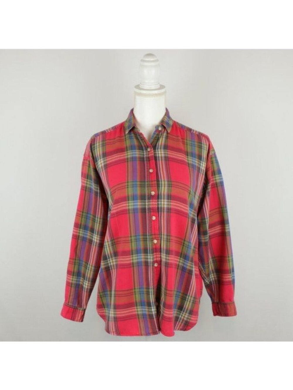 Woolrich Vintage Women's Large Red Plaid Long Sleeve Button Up Shirt